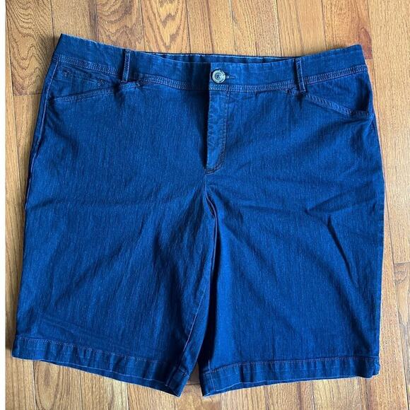 CJ Banks Tummy Control Bermuda Shorts, Dark Wash Denim, size 22W - Picture 14 of 14